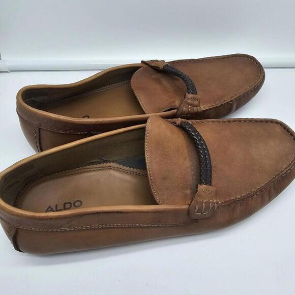 Aldo Mens Brown Suede Leather Dress Shoe Comfort Loafer Size10‎ - Picture 2 of 7